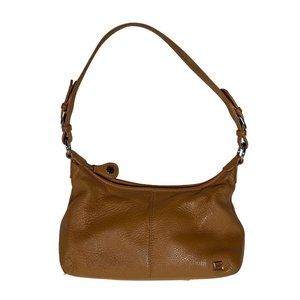The Sak mini shoulder bag beige pebbled leather small hand bag zip closure